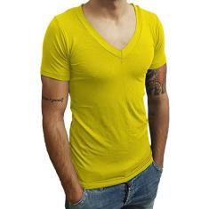 Imagem de Camiseta Gola V Funda Básica Slim Lisa Manga Curta tamanho:m;cor: