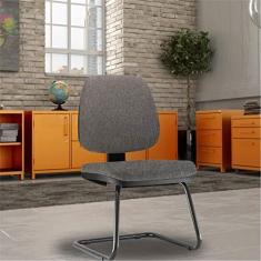 Imagem de Cadeira Para Escritório Job L02 Fixa Linho  Escuro - Lyam Decor