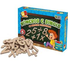 Imagem de Jogo De Numeros E Sinais Em Madeira Recortada 112 Pecas