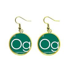 Imagem de Brincos femininos com pingente de orelha de Oganesson Og de gases raros, brincos de gota dourada