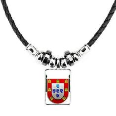 Imagem de DIYthinker Colar com símbolo nacional de Portugal com pingente de corda de couro Torque