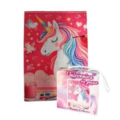 Imagem de Quebra-Cabeça Unicórnio Colorido 60 Peças + Chaveiro - Reidopendrive