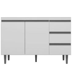 Imagem de Balcão Tiffany para Cozinha 2 Portas 3 Gavetas S/ Tampo Branco - Bela Móveis