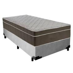 Imagem de Cama Box Suede Solteiro + Colchão SerenePrime Molas Ensacadas 88x188x65