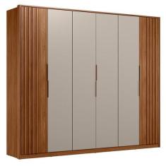 Imagem de Guarda Roupa Casal Ripado Atrice 6 Portas Nogueira Nude Prime Tx Demób