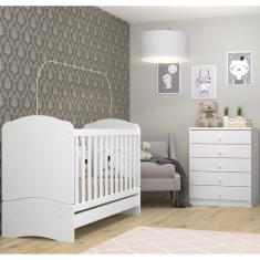 Imagem de Quarto de Bebê Completo com Berço Mini Cama e Cômoda Lápis de Cor Espresso Móveis Branco