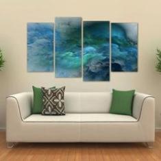 Imagem de Quadro Nuvem  Sala Escritório Em Tecido 4 Peças 1