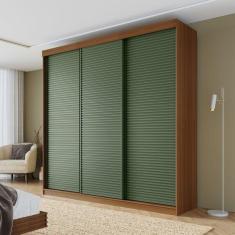 Imagem de Guarda-roupa Casal 3 Portas De Correr Ripadas Samambaia Cabec