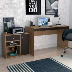 Imagem de Conjunto De Mesa Para Notebook Hype Com Armário Ravena 1 Pt 1 Gv Mel E Preto