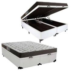 Imagem de Cama Box Baú Queen Colchão Mola Ensacada Belos Sonhos + Box Sintético 71x158x198 Branco