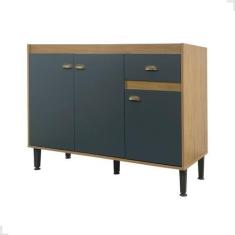 Imagem de Balcão De Pia Cozinha 3 Portas 1 Gaveta 120cm Organizador Pés Com Altu