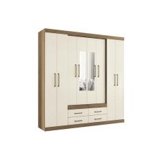 Imagem de Guarda Roupa Casal 8 Portas E 4 Gavetas C/ Espelho Nápoles Jatoba/Areia - Santos Andirá