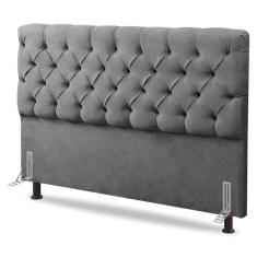 Imagem de Cabeceira Cama Box Casal King Size Lylla 195cm Capitonê Com Frame Linho Cinza - Abmaza