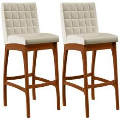 Imagem de Kit 02 Banquetas Alta Para Cozinha Sala de Jantar Fixa Mila L02 Facto 