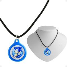 Imagem de Colar Menino Infantil + Pingente Sonic Qualidade Premium Presente Criança Ajustavel Vermelho Azul