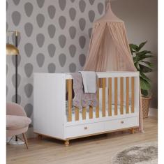 Imagem de Berço com 2 Gavetas Picolé Espresso Móveis Branco/Nature