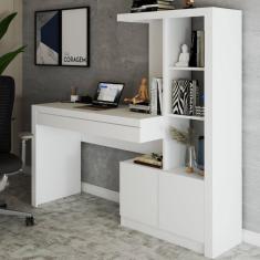 Imagem de Mesa Escrivaninha 2  Portas 1 Gaveta para Computador Homework Branco - Panorama Móveis