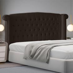 Imagem de Cabeceira De Cama Box Luxo Queen 160 Cm Suede Marrom Eli Móveis