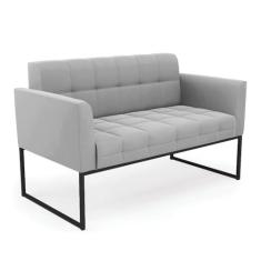 Imagem de Sofá Namoradeira Elisa Suede Cinza Base Metálica Industrial Preto - D'Rossi