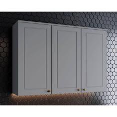 Imagem de Armário Aéreo Cozinha Modulado Americana C/ 3 Portas 120cm Cinza - Henn
