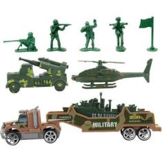 Imagem de Conjunto Veículos Militares Verdes Miniatura 9 Peças - Gici Kids