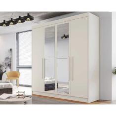 Imagem de Guarda Roupa Solteiro 3 Gavetas e 4 Portas c/2 Espelho Nantes Off White - Europa