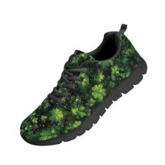 Imagem de GOSTONG Tênis feminino de corrida de estrada, respirável, de malha antiderrapante, atlético, para uso ao ar livre, casual, caminhada, 34-46, Trevo fluorescente, 34