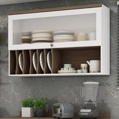 Imagem de Armário Aéreo Para Cozinha com Porta de Vidro Provençal Iluminata Genialflex