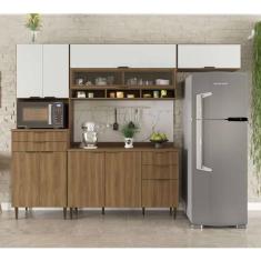 Imagem de cozinha completa paris 9 pt 5 gv nogal e branca