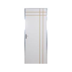 Imagem de Kit Porta de Madeira Decorada 212x75cm com Batente de Aluminio 3,6cm Mantiqueira MGM Branca