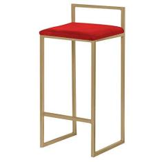 Imagem de Banqueta Decorativa Selena Base Gold Veludo Vermelho - Gran Belo