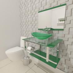 Imagem de Gabinete de Vidro 60cm Inox com Cuba Oval Verde