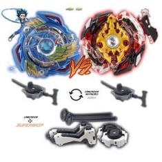 Imagem de Kit 2 Beyblade Burst + 4 Lançadores Valtryek Vs God Spriggan Valt e Shu