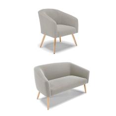 Imagem de Sofá Namoradeira e Poltrona Pé Palito Natural Stella Bouclê Cinza D03 - D`Rossi