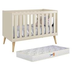 Imagem de Berço Americano Theo com Pés Madeira Natural e Colchão D18 - Reller Mó