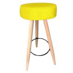 Imagem de Kit 08 Banqueta Alta Flora Pés Palito em Madeira Branco  Bar Bistrô Co