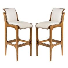 Imagem de Kit 2 Banquetas Alta com Encosto 37 x 101 Cm Barcelona Madeira Imbuia 