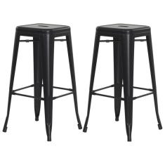 Imagem de Kit 2 Banquetas Tolix Iron Design Industrial  Fosco 76 Cm Aço Cozinha Bar Bistrô Bancada