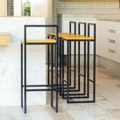 Imagem de Banqueta Bistro Industrial Premium Madeira Natural