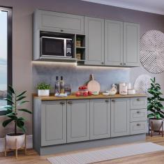 Imagem de Cozinha Compacta 5 Peças com Balcão Para Cooktop Cinza/Marrom