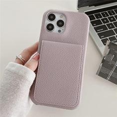 Imagem de Carteira de couro de luxo capa para cartão para iPhone 14 Pro Max 11 12 13 Mini XR X XS 8 7 Plus SE Photo Slot Stand Cover, roxo claro, para iPhone 11