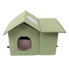 Imagem de Casa Para Gatos Ao Ar Livre, Casa Para Gatos Selvagens Isolada E à Prova De Intempéries Abrigo Dobrável Para Gatos Que Se Auto-Aquece Com 2 Saídas E Cortina De Porta Transparente