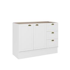 Imagem de Balcão Gabinete De Pia Mdf Milla 2 Portas 3 Gavetas Branco 120cm Carraro