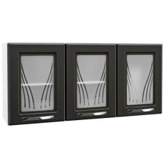 Imagem de Armário Aéreo De Cozinha Em Aço Star New 3 Portas Com Vidro Branco/Pre