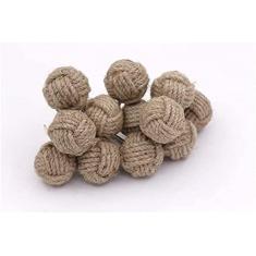 Imagem de AnNafi® Puxadores de armário de juta de nó completo | Maçanetas de corda náuticas torcidas decorativas para armários, guarda-roupas, gavetas, decoração de ferragens náuticas 3,18 cm | Puxadores de