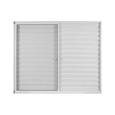 Imagem de Janela de Alumínio Veneziana 100x120cm 3 Folhas 1 Fixa com Grade e Vidro Liso Soft Plus MGM Branco
