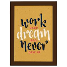 Imagem de Quadro com Frase de Motivação Work Hard Moldura Marrom 22x32