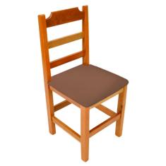 Imagem de Cadeira Fixa De Madeira Paulista Com Assento Estofado Marrom - Natural