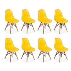 Imagem de Conjunto 8 Cadeiras Dkr Charles Eames Wood Estofada Botonê 