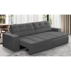 Imagem de Sofá Retrátil E Reclinável 3 Lugares 2,10M Com Molas Stella Suede Cinz